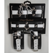 Набор фиксаторов из черной и белой натуральной кожи - Crazy Handmade - купить с доставкой в Нальчике Набор фиксаторов из черной и белой натуральной кожи - Crazy Handmade - купить с доставкой в Нальчике