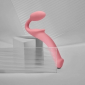 Розовый безремневой страпон Strap-on-me Semi-Realistic Bendable Strap-On size M - Strap-on-me - купить с доставкой в Нальчике