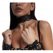 Черный ажурный чокер с золотистой фурнитурой - Crazy Handmade - купить с доставкой в Нальчике