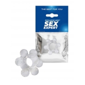 Прозрачное эрекционное кольцо с 6 стимулирующими шариками - Sex Expert - в Нальчике купить с доставкой