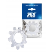 Прозрачное эрекционное кольцо со стимулирующими шариками - Sex Expert - в Нальчике купить с доставкой