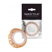 Эрекционное кольцо с бежевыми «ресничками» - Sextaz - в Нальчике купить с доставкой