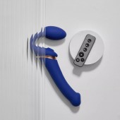 Синий безремневой страпон Multi Orgasm Bendable Strap-On size XL с клиторальной стимуляцией - Strap-on-me - купить с доставкой в Нальчике