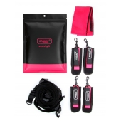 Черно-розовый эротический набор: фиксатор, оковы, наручники, повязка - Erokay - купить с доставкой в Нальчике