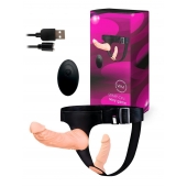 Женский страпон с 2 насадками, вибрацией и пультом ДУ - Erowoman-Eroman - купить с доставкой в Нальчике