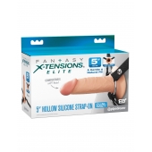 Телесный пустотелый фаллопротез 5’’ Hollow Silicone Strap-On - 14 см. - Pipedream - купить с доставкой в Нальчике