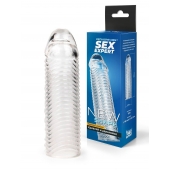 Прозрачная закрытая насадка на пенис с ребрышками - 16 см. - Sex Expert - в Нальчике купить с доставкой