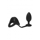 Черное эрекционное кольцо с анальной пробкой Cockstrap With Anal Plug - Dream Toys - в Нальчике купить с доставкой