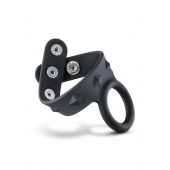 Черное эрекционное кольцо с подхватом мошонки на кнопках VS6 - Blush Novelties - в Нальчике купить с доставкой