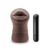 Коричневый мастурбатор-ротик Krystal Vibrating Masturbator - Blush Novelties - в Нальчике купить с доставкой