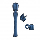 Синий вибромассажёр с насадками Man.wand Edgy - Manwan - в Нальчике купить с доставкой