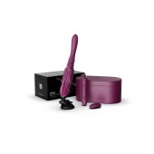 Фиолетовая секс-машина с функцией нагрева, насадками и присоской Sesh - Zalo - купить с доставкой в Нальчике