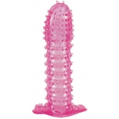 Гелевая розовая насадка с шипами - 12 см. - Toyfa Basic - в Нальчике купить с доставкой Гелевая розовая насадка с шипами - 12 см. - Toyfa Basic - в Нальчике купить с доставкой
