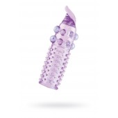 Гелевая фиолетовая насадка с шариками, шипами и усиком - 11 см. - Toyfa Basic - в Нальчике купить с доставкой