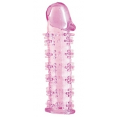 Гелевая розовая насадка на фаллос с шипами - 12 см. - Toyfa Basic - в Нальчике купить с доставкой