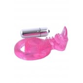 Розовая вибронасадка со стимулятор клитора   Язычок - Toyfa Basic - в Нальчике купить с доставкой