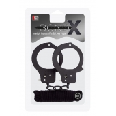 Чёрные наручники из листового металла в комплекте с веревкой BONDX METAL CUFFS LOVE ROPE SET - Dream Toys - купить с доставкой в Нальчике