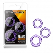 Набор из 3 фиолетовых эрекционных колец Stay Hard Beaded Cockrings - Blush Novelties - в Нальчике купить с доставкой