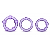 Набор из 3 фиолетовых эрекционных колец Stay Hard Beaded Cockrings - Blush Novelties - в Нальчике купить с доставкой