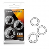 Набор из 3 прозрачных эрекционных колец Stay Hard Beaded Cockrings - Blush Novelties - в Нальчике купить с доставкой