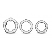 Набор из 3 прозрачных эрекционных колец Stay Hard Beaded Cockrings - Blush Novelties - в Нальчике купить с доставкой