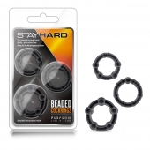 Набор из 3 чёрных эрекционных колец Stay Hard Beaded Cockrings - Blush Novelties - в Нальчике купить с доставкой