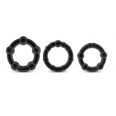 Набор из 3 чёрных эрекционных колец Stay Hard Beaded Cockrings - Blush Novelties - в Нальчике купить с доставкой
