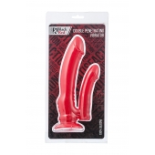 Красный вибратор для двойного проникновения - 19,5 см. Красный вибратор для двойного проникновения - 19,5 см.