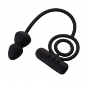 Чёрное эрекционное кольцо с вибропулькой и анальным хвостом - Erotist Adult Toys - в Нальчике купить с доставкой