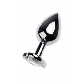 Серебристая анальная пробка с прозрачным кристаллом-сердцем - 8 см. - ToyFa - купить с доставкой в Нальчике