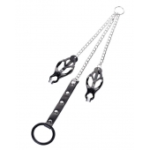 Черно-серебристые зажимы для сосков с кольцом для пениса TOYFA Metal - ToyFa - купить с доставкой в Нальчике