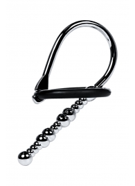 Серебристый уретральный плаг-бусины TOYFA Metal с мягким фиксириющим кольцом - ToyFa - купить с доставкой в Нальчике