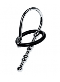 Серебристый уретральный плаг-бусины TOYFA Metal с мягким фиксириющим кольцом - ToyFa - купить с доставкой в Нальчике