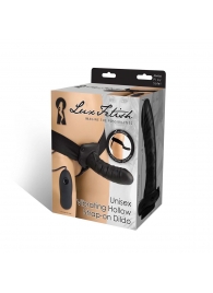 Чёрный полый страпон с вибрацией Unisex Vibrating Hollow Strap-On - 14 см. - Lux Fetish - купить с доставкой в Нальчике