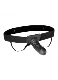 Чёрный полый страпон с вибрацией Unisex Vibrating Hollow Strap-On - 14 см. - Lux Fetish - купить с доставкой в Нальчике