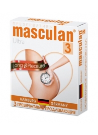 Розовые презервативы Masculan Ultra Long Pleasure с колечками, пупырышками и продлевающим эффектом - 3 шт. - Masculan - купить с доставкой в Нальчике