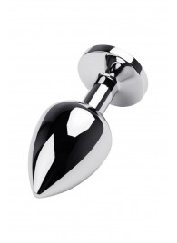 Серебристая коническая анальная пробка с красным кристаллом - 8 см. - ToyFa - купить с доставкой в Нальчике