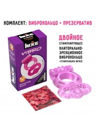 Розовое эрекционное виброкольцо Luxe VIBRO  Бархатный молот  + презерватив - Luxe - в Нальчике купить с доставкой