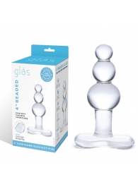 Прозрачная анальная пробка-елочка с 3 шариками Butt Plug with Tapere Base - 11 см. - Glas