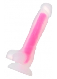 Прозрачно-розовый фаллоимитатор, светящийся в темноте, Clark Glow - 22 см. - ToyFa купить с доставкой в интернет-магазине Orgasmix в Нальчике Прозрачно-розовый фаллоимитатор, светящийся в темноте, Clark Glow - 22 см. - ToyFa