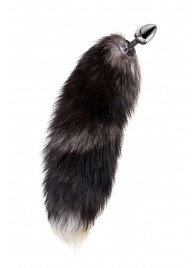 Серебристая металлическая анальная втулка с хвостом чернобурой лисы - размер S - ToyFa - купить с доставкой в Нальчике