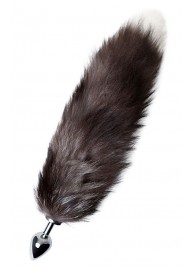 Серебристая металлическая анальная втулка с хвостом чернобурой лисы - размер S - ToyFa - купить с доставкой в Нальчике