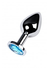 Серебристая конусовидная анальная пробка с голубым кристаллом - 8 см. - ToyFa - купить с доставкой в Нальчике