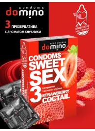 Презервативы для орального секса DOMINO Sweet Sex с ароматом клубничного коктейля  - 3 шт. - Domino - купить с доставкой в Нальчике