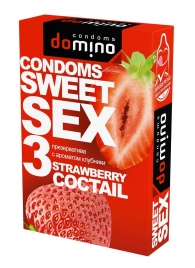 Презервативы для орального секса DOMINO Sweet Sex с ароматом клубничного коктейля  - 3 шт. - Domino - купить с доставкой в Нальчике