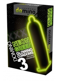 Презервативы DOMINO Neon Green со светящимся в темноте кончиком - 3 шт. - Domino - купить с доставкой в Нальчике