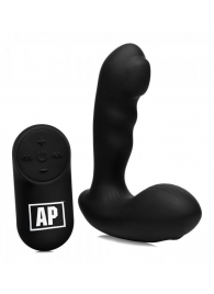 Черный стимулятор простаты Alpha-Pro 7X P-Milker Silicone Prostate Stimulator with Milking Bead - XR Brands - в Нальчике купить с доставкой