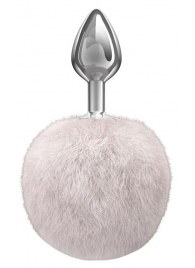 Серебристая анальная пробка с белым пушистым хвостиком Twinkle - Lola Games - купить с доставкой в Нальчике