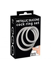 Набор из 3 эрекционных колец под металл Metallic Silicone Cock Ring Set - Orion - в Нальчике купить с доставкой