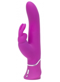 Лиловый вибратор Curve Thrusting Rechargeable Rabbit Vibrator - 24,1 см. - Happy Rabbit